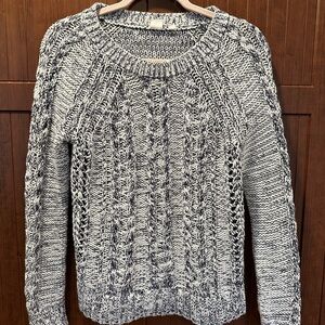 Blue & White Cable Knit Sweater
